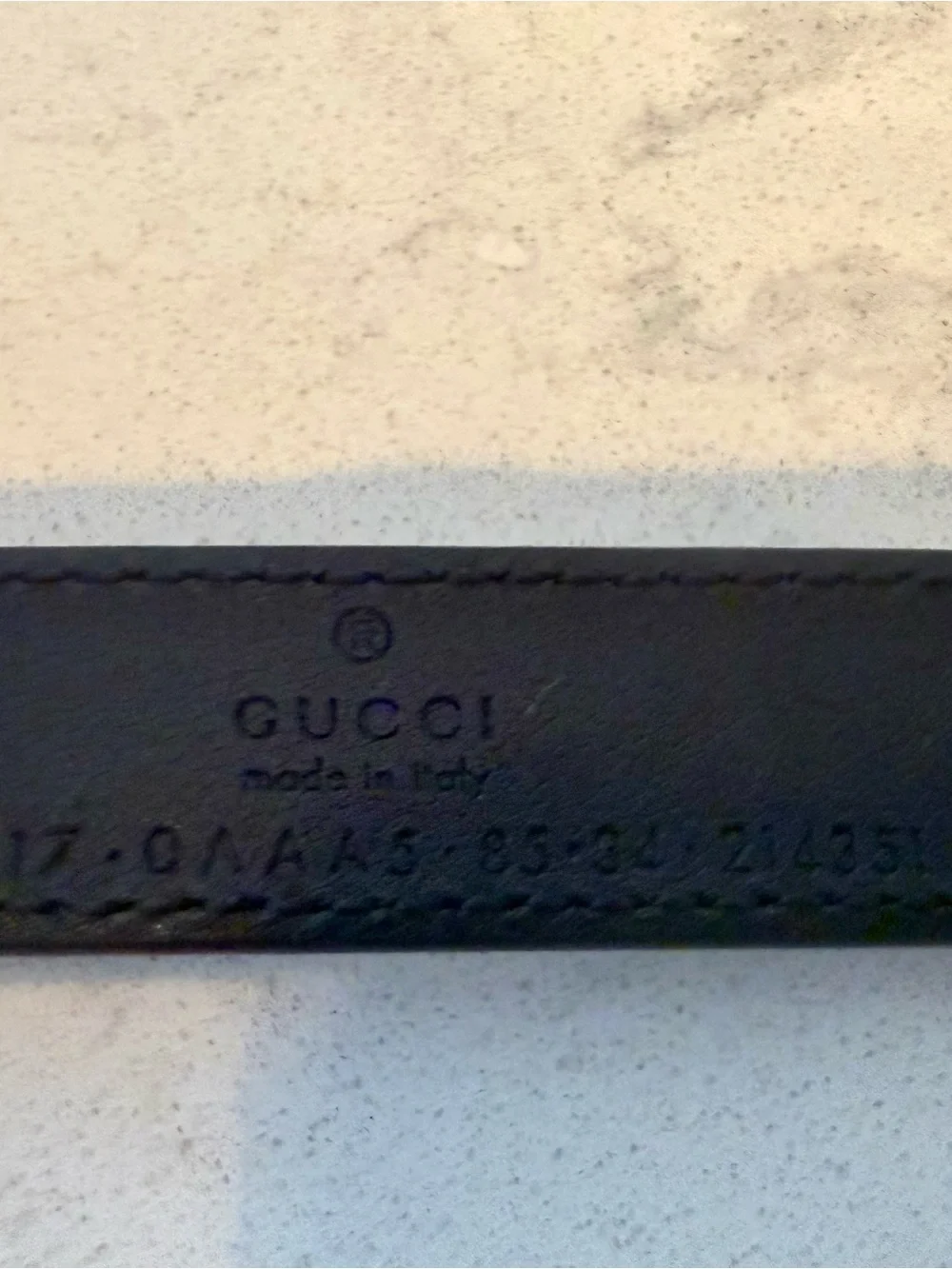 Gucci Black Leather Logo-Stamped Belt